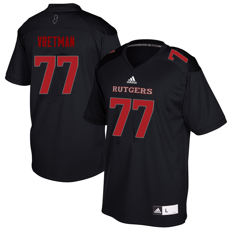 Men #77 Sam Vretman Rutgers Scarlet Knights College Football Jerseys Sale-Black